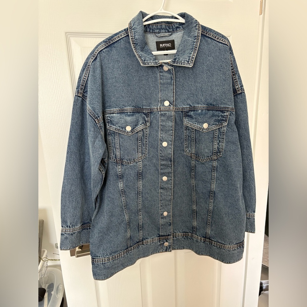 Buffalo David Bitton Oversized Blue Denim Jacket- snap on